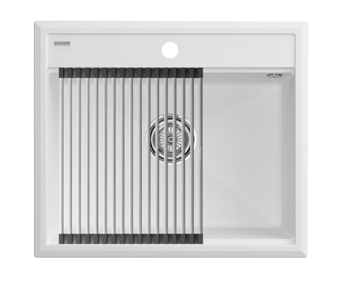 Кухонная мойка + коландер Paulmark PM115951-WH+R375-BS 60х50 цвет белый